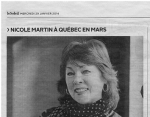 Nicole martin à Québec en mars/Le Soleil